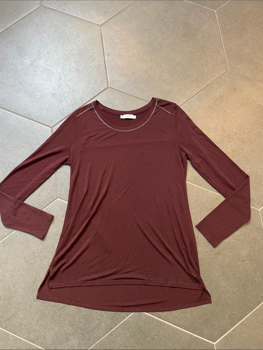 VINCE. Long-Sleeve Top - Burgundy Brown XS